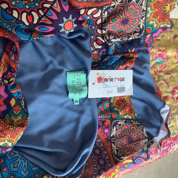 Judith March Anthropologie Retro Patchwork Boho Hippie Mini Dress Size Small - Picture 8 of 10